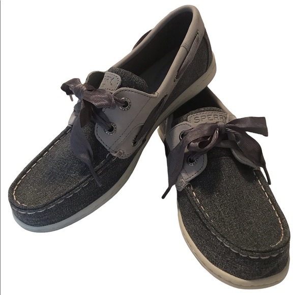 Sperry Sliders Koifish Boat Shoe Gray Metallic Threading Woman’s Size 7 - Picture 1 of 8